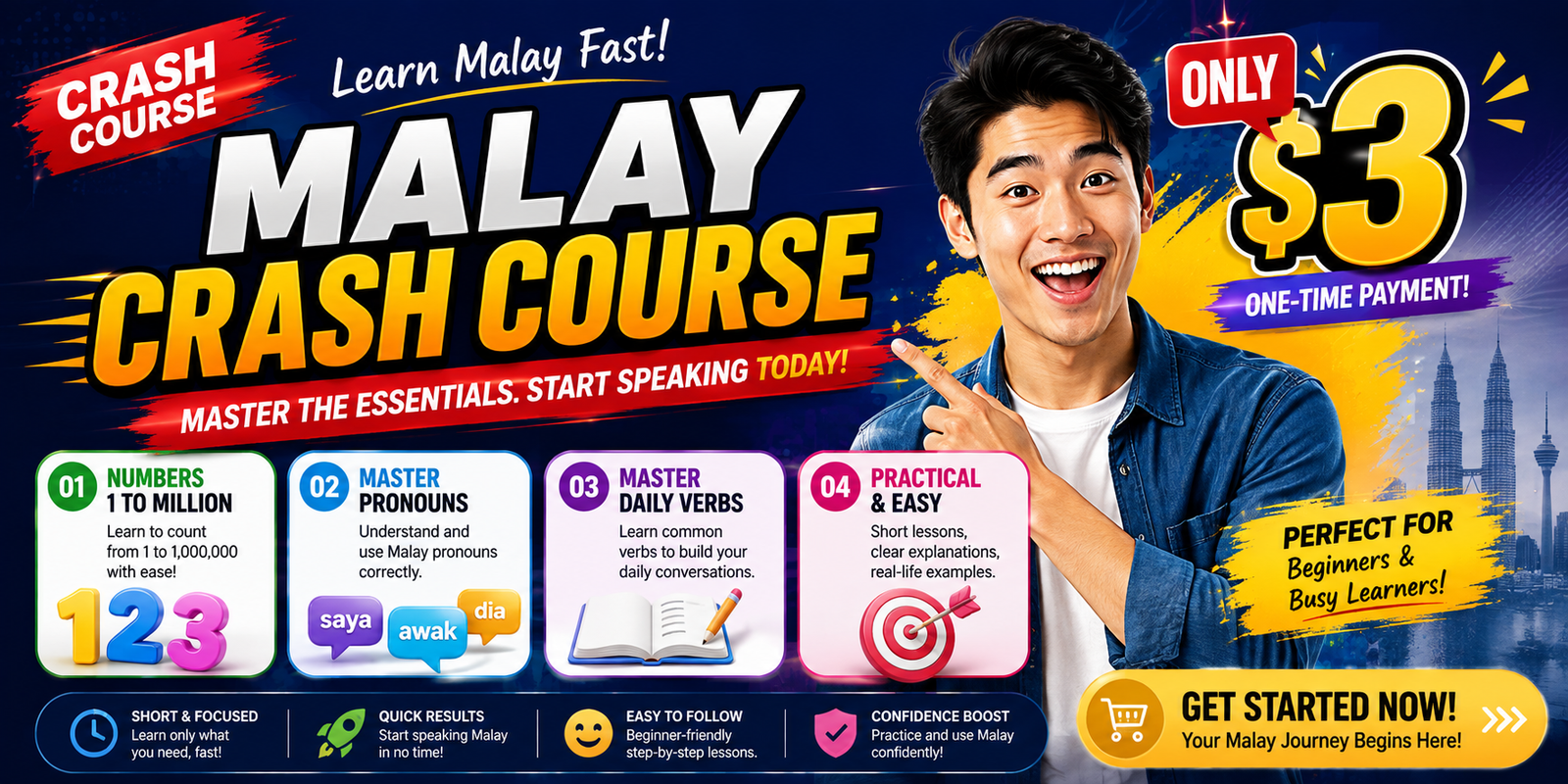 Malay Crash Course for beginners to learn practical Malay quickly